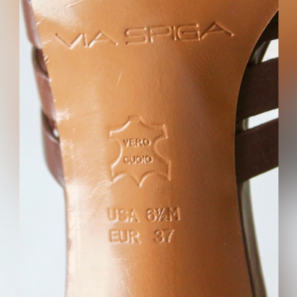VIA SPIGA SANDAL BROWN LEATHER STRAPY 3 HEEL SIZE 6 1/2 M NEW Y2K - Picture 7 of 8